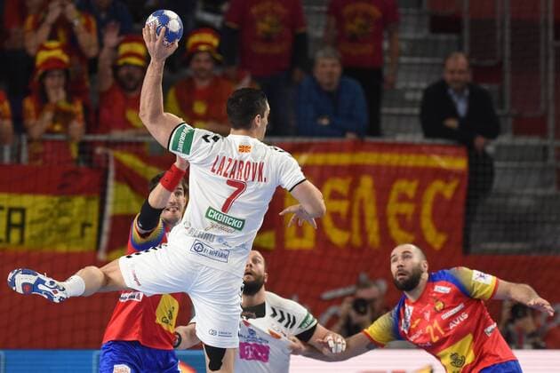 Handball, EM, Mazedonien - Spanien European Handball Championship, Group II, 4th round, FYR Macedonia - Spain 21.01.2018., Arena Varazdin, Varazdin, Croatia - 2018 European Men s Handball Championship, Group II, 4th round, FYR Macedonia - Spain. Kiril Lazarov VjeranxZganec-Rogulja PIXSELL