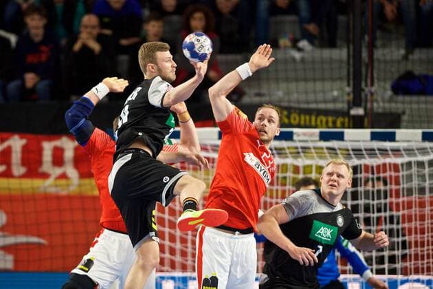 Handball Varazdin 21 01 2018 Championship men s men euro Championships second round Germany GER Denmark DAN Philipp Weber Germany no. 20 TOFT René Denmark No. 19