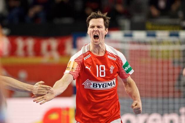 Handball Varazdin 21 01 2018 Championship men s men euro Championships second round Germany GER Denmark DAN LINDBERG Hans Denmark No 18 cheers
