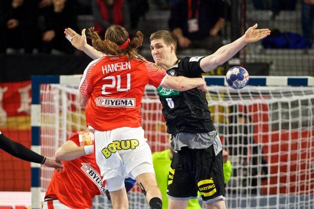 Handball Varazdin 21 01 2018 Championship men s men euro Championships second round Germany GER Denmark DAN Finn Lemke Germany no. 06 HANSEN Mikkel Denmark No. 24