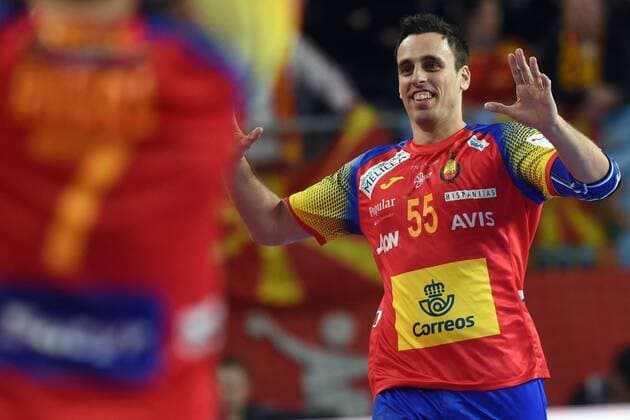 Handball, EM, Mazedonien - Spanien European Handball Championship, Group II, 4th round, FYR Macedonia - Spain 21.01.2018., Arena Varazdin, Varazdin, Croatia - 2018 European Men s Handball Championship, Group II, 4th round, FYR Macedonia - Spain. Adrian Figueras VjeranxZganec-Rogulja PIXSELL