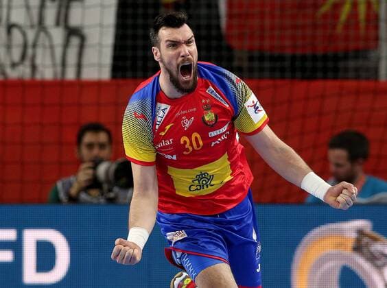 Handball, EM, Mazedonien - Spanien European Handball Championship, Group II, 4th round, FYR Macedonia - Spain 21.01.2018., Arena Varazdin, Varazdin, Croatia - 2018 European Men s Handball Championship, Group II, 4th round, FYR Macedonia - Spain. Gedeon Guardiola IgorxKralj PIXSELL