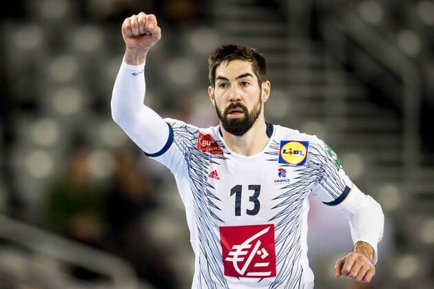 180122 France s Nikola Karabatic exults in the handball match between Serbia and France in Handball CHAMPIONSHIP January 22, 2018 2018 in Zagreb  Copyright: LUDVIGxTHUNMAN BB180122LT007