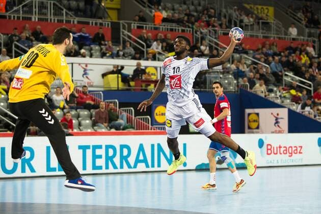 Handball, EM, Serbien - Frankreich MEM Dika (France) HANDBALL : EHF EUROCroatie - Serbie vs France - 21 01 2018 THEOPHILELaurent Panoramic 