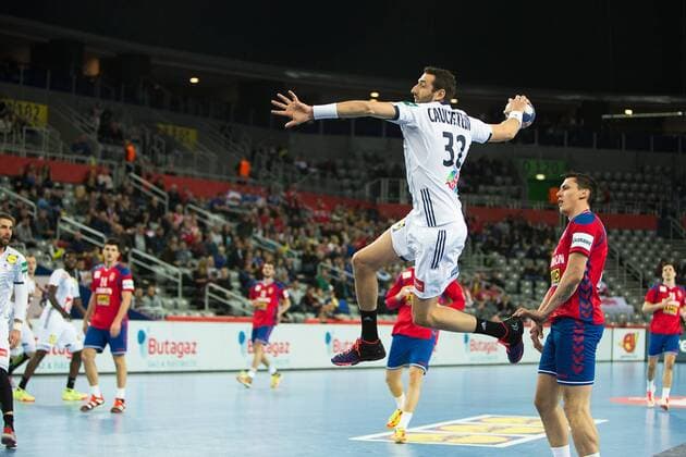 Handball, EM, Serbien - Frankreich CAUCHETEUX Raphael (France) HANDBALL : EHF EUROCroatie - Serbie vs France - 21 01 2018 THEOPHILELaurent Panoramic 