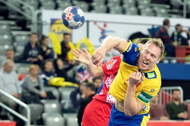 180122 Sweden s Fredric P in handball game between Sweden and Russia during Handball CHAMPIONSHIPS on 22 January 2018 2018 in Zagreb  Copyright: LUDVIGxTHUNMAN BB180122LT071