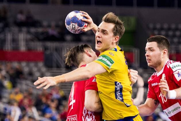 180122 Sweden s Hampus Wanne in handball game between Sweden and Russia during Handball CHAMPIONSHIPS on 22 January 2018 2018 in Zagreb  Copyright: LUDVIGxTHUNMAN BB180122LT089