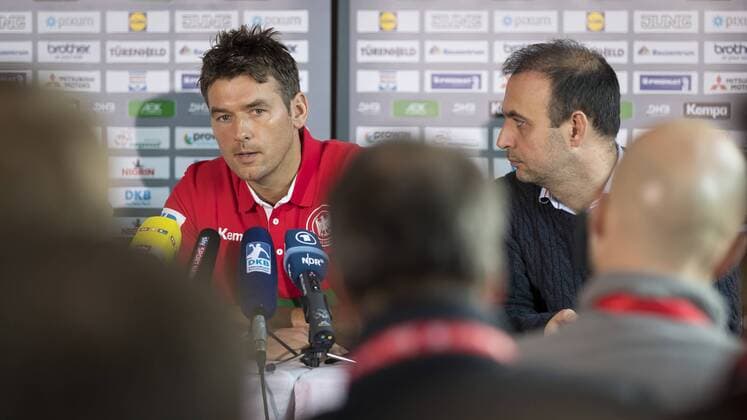 Coach Christian Prokop and Bob Hanning at the press conference media appointment of the German national team round handball EHF euro 2018 23 01 18 Varazdin-Varazdin Croatia Varazdin arena Copyright: xAgentur54Gradx xFelixxKoenigx