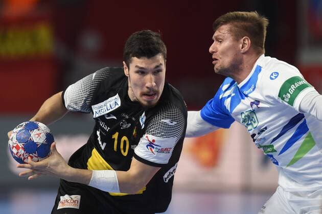 European Handball Championship, Group II, 2nd round, Slovenia - Spain 23.01.2018., Arena Varazdin, Varazdin, Croatia - 2018 European Men s Handball Championship, Group II, 2nd round, Slovenia - Spain. Alex Dujshebaev, Marko Bezjak VjeranxZganec-Rogulja PIXSELL