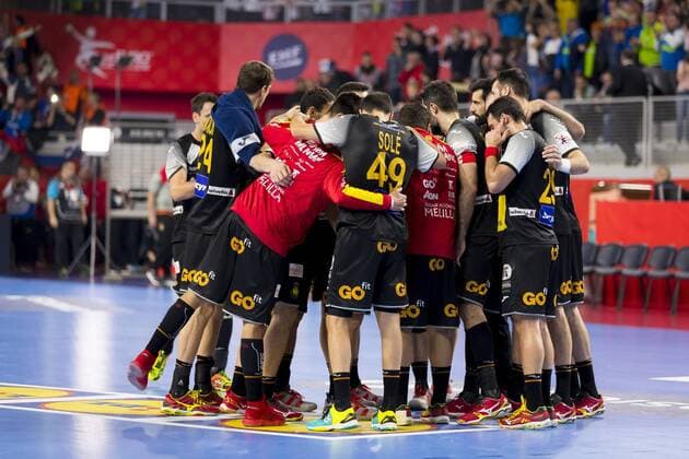 The Spanish team after the defeat of Slovenia Spain round handball EHF euro 2018 23 01 18 Varazdin-Varazdin Croatia Varazdin arena Copyright: xAgentur54Gradx xFelixxKoenigx