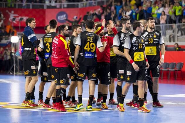 The Spanish team after the defeat of Slovenia Spain round handball EHF euro 2018 23 01 18 Varazdin-Varazdin Croatia Varazdin arena Copyright: xAgentur54Gradx xFelixxKoenigx