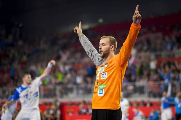 Urh Kastelic Nr 99 Slovenia pleased with a parade of Slovenia Spain round handball EHF euro 2018 23 01 18 Varazdin-Varazdin Croatia Varazdin arena Copyright: xAgentur54Gradx xFelixxKoenigx
