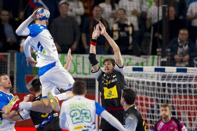 Borut Mackovsek Nr 51 Slovenia against Viran Morros de Argila Nr 24 Spain Slovenia Spain round handball EHF euro 2018 23 01 18 Varazdin-Varazdin Croatia Varazdin arena Copyright: xAgentur54Gradx xFelixxKoenigx