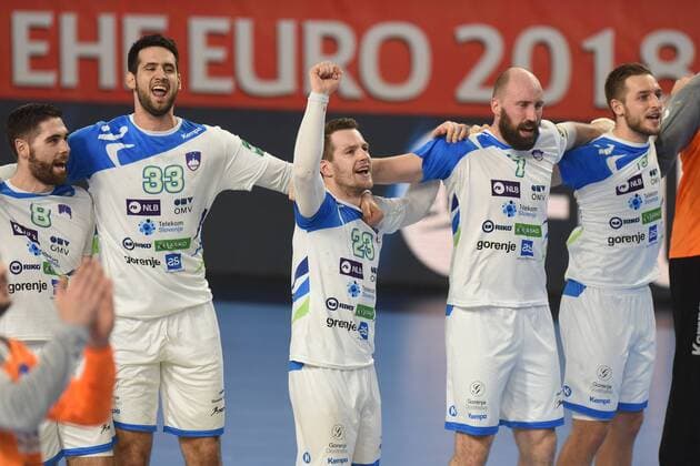 European Handball Championship, Group II, 2nd round, Slovenia - Spain 23.01.2018., Arena Varazdin, Varazdin, Croatia - 2018 European Men s Handball Championship, Group II, 2nd round, Slovenia - Spain. Blaz Janc, Igor Zabic, Miha Zarabec, Vid Kavticnik VjeranxZganec-Rogulja PIXSELL