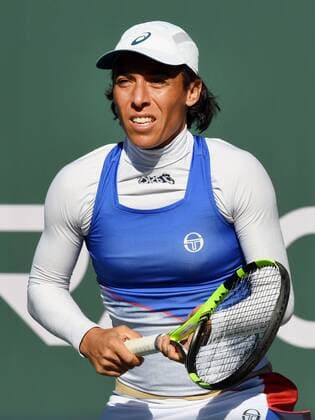 NEWPORT BEACH, CA - JANUARY 23: Francesca Schiavone (ITA) in action against Anna Karolina Schmiedlova (SVK) in the first set during the Oracle Challenger Series tennis tournament played on January 23, 2018 at the Newport Beach Tennis Club in Newport Beach, CA. (Photo by John Cordes Icon Sportswire) TENNIS: JAN 23 Oracle Challenger Series Icon506180123009 EDITORIAL USE ONLY