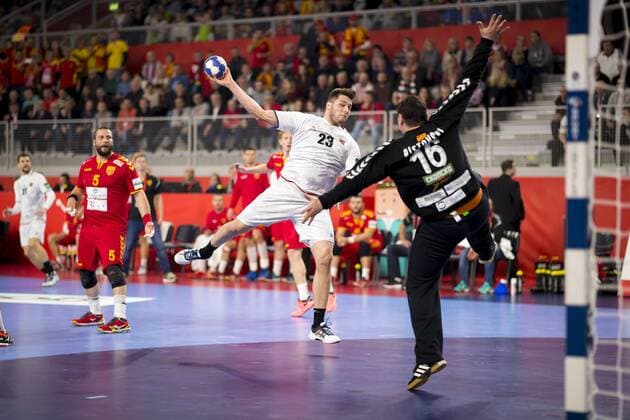 Leos Strovsky Nr 23 Czech Republic against goalkeeper Borko Ristovski Nr 16 Macedonia Macedonia Czech Republic round handball EHF euro 2018 23 01 18 Varazdin-Varazdin Croatia Varazdin arena Copyright: xAgentur54Gradx xFelixxKoenigx
