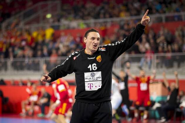 Goalkeeper Borko Ristovski Nr 16 Macedonia is pleased about a parade of Macedonia Czech Republic round handball EHF euro 2018 23 01 18 Varazdin-Varazdin Croatia Varazdin arena Copyright: xAgentur54Gradx xFelixxKoenigx