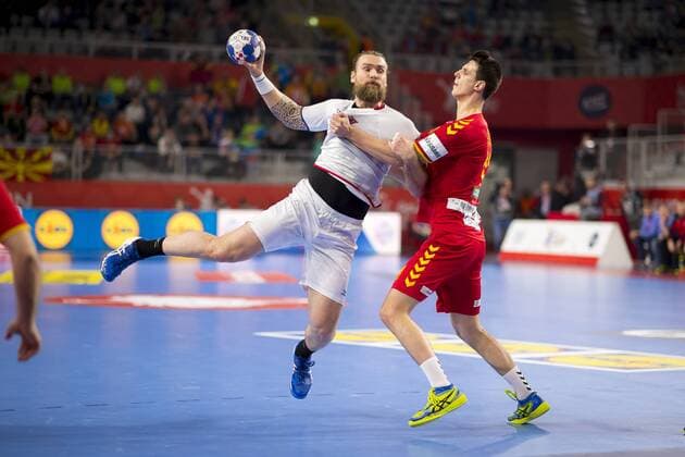 Pavel Horak Nr 13 Czech Republic against Filip Valley ski Nr 11 Macedonia Macedonia Czech Republic round handball EHF euro 2018 23 01 18 Varazdin-Varazdin Croatia Varazdin arena Copyright: xAgentur54Gradx xFelixxKoenigx