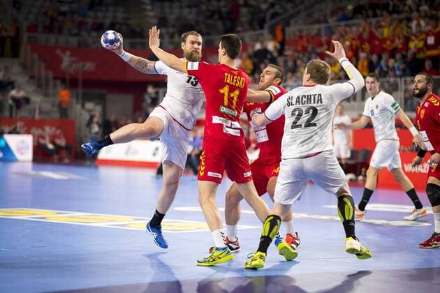Pavel Horak Nr 13 Czech Republic and Peter Slachta No. 22 Czech Republic against Filip Valley ski Nr 11 Macedonia and Velko Syncho ski Nr 14 Macedonia Macedonia Czech Republic round handball EHF euro 2018 23 01 18 Varazdin-Varazdin Croatia Varazdin arena Copyright: xAgentur54Gradx xFelixxKoenigx