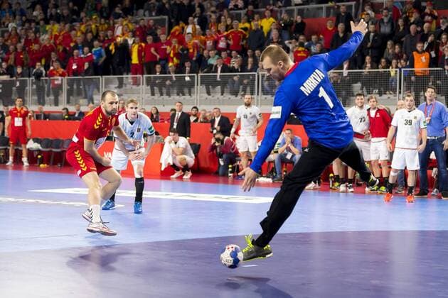 Tomas Mrkva Nr 1 Czech Republic parried the final penalty attempt by Dejan Manaskov Macedonia Nr 3 and makes the victory Macedonia Czech Republic sure round handball EHF euro 2018 23 01 18 Varazdin-Varazdin Croatia Varazdin arena Copyright: xAgentur54Gradx xFelixxKoenigx