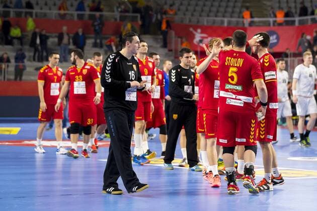Kiril Lazarov Nr 7 Macedonia Zharko Peshevski Nr 33 Macedonia goalkeeper Borko Ristovski Nr 16 Macedonia ACE Jaberi nr 9 Macedonia goalkeeper Nikola Mitrevski Nr 1 Goce Georgievski of Macedonia No. 22 Macedonia Stojanche Stoilov Nr 5 Macedonia after the defeat of Macedonia Czech Republic round handball EHF euro 2018 23 01 18 Varazdin-Varazdin Croatia Varazdin arena Copyright: xAgentur54Gradx xFelixxKoenigx