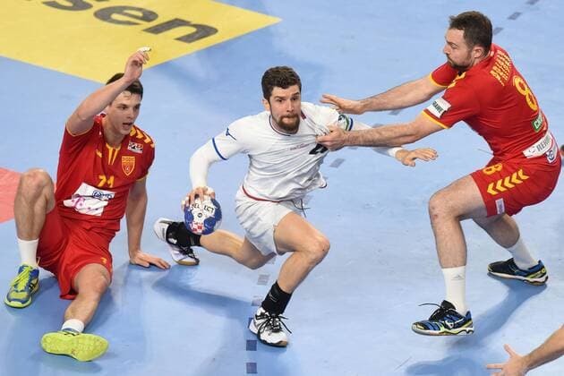 European Handball Championship, Group II, 2nd round, FYR Macedonia - Czech Republic 23.01.2018., Arena Varazdin, Varazdin, Croatia - 2018 European Men s Handball Championship, Group II, 2nd round, FYR Macedonia - Czech Republic. Filip Taleski, Ondrej Zdrahala, Nemanja Pribak  VjeranxZganec-Rogulja PIXSELL