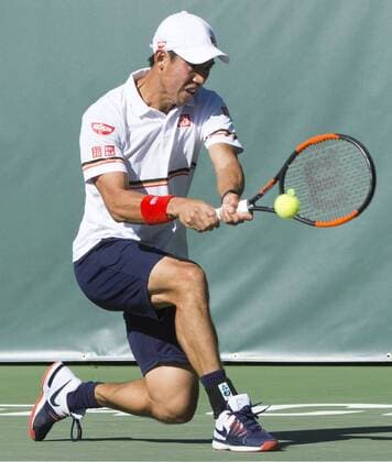 January 23, 2018 - Newport Beach, California, U.S - Kei Nishikori (Japan) vs Dennis Novikov (USA) played in single mens tennis at the Oracle Challenger Series Newport Beach on Tuesday, January 23, 2018 in Newport Beach, California.------KEI NISHIKORI in play against Dennis Novikov. Oracle Challenger Series Newport Beach - 2018 - ZUMAb102 20180123_zaf_b102_051 Copyright: xDavidxBrox