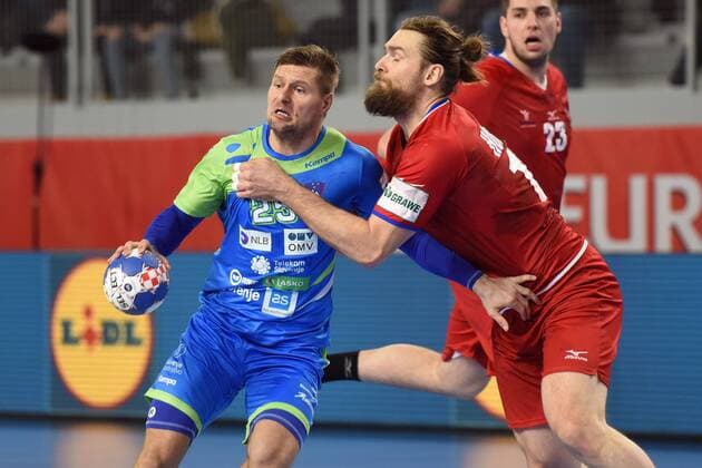 European Handball Championship, Group II, 3rd round, Slovenia - Czech Republic 24.01.2018., Arena Varazdin, Varazdin, Croatia - 2018 European Men s Handball Championship, Group II, 3rd round, Slovenia - Czech Republic. Marko Bezjak, Pavel Horak  VjeranxZganec-Rogulja PIXSELL