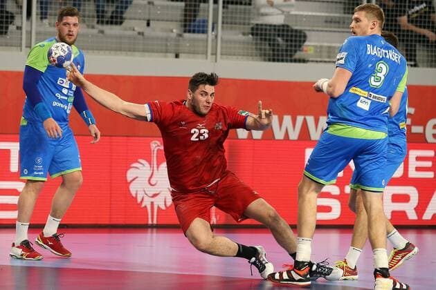 European Handball Championship, Group II, 3rd round, Slovenia - Czech Republic 24.01.2018., Arena Varazdin, Varazdin, Croatia - 2018 European Men s Handball Championship, Group II, 3rd round, Slovenia - Czech Republic. Leos Petrovsky, Blaz Blagotinsek  GoranxStanzl PIXSELL