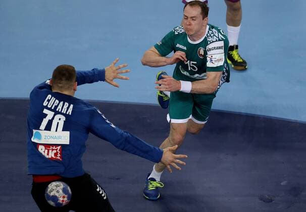 European Handball Championship, Group I, 3rd round, Serbia - Belarus 24.01.2018., Arena Zagreb, Zagreb, Croatia - 2018 European Men s Handball Championship, Group I, 3rd round, Serbia - Belarus. Dzianis Rutenka, Vladimir Cupara IgorxKralj PIXSELL