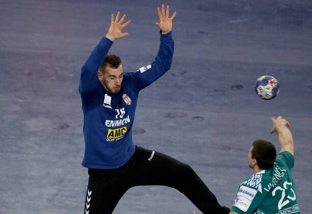 European Handball Championship, Group I, 3rd round, Serbia - Belarus 24.01.2018., Arena Zagreb, Zagreb, Croatia - 2018 European Men s Handball Championship, Group I, 3rd round, Serbia - Belarus. Vladimir Cupara, Andrei Yurynok IgorxKralj PIXSELL