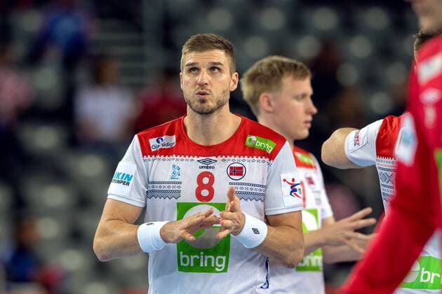180124 Norway s Bjarte Myrhol during handball match between Sweden and Norway during Handball CHAMPIONSHIPS on January 24, 2018 2018 in Zagreb  Copyright: LUDVIGxTHUNMAN BB180124LT020