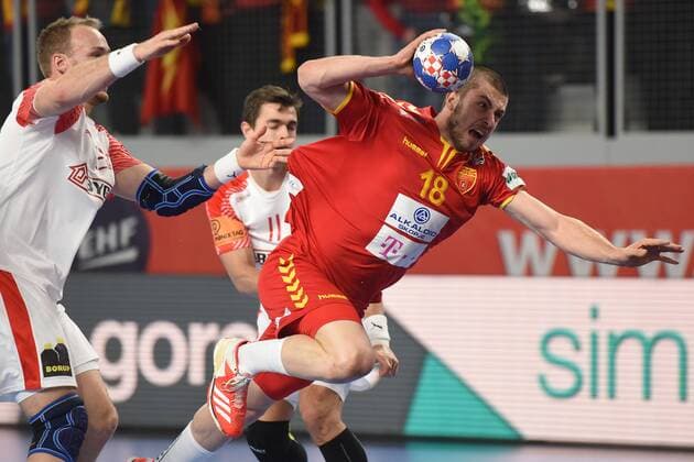 European Handball Championship, Group II, 3rd round, Macedonia - Denmark 24.01.2018., Arena Varazdin, Varazdin, Croatia - 2018 European Men s Handball Championship, Group II, 3rd round, Macedonia - Denmark. Filip Kuzmanovski  VjeranxZganec-Rogulja PIXSELL