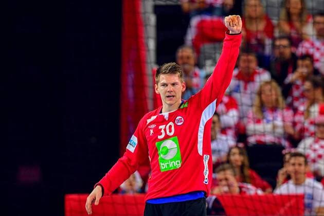 180124 Norges malvakt Anna Bergerud exults in the handball match between Sweden and Norway during Handball CHAMPIONSHIPS on January 24, 2018 2018 in Zagreb  Copyright: LUDVIGxTHUNMAN BB180124LT087