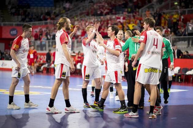 The Danish team is pleased about the victory Macedonia Denmark round handball EHF euro 2018 24 01 18 Varazdin-Varazdin Croatia Varazdin arena Copyright: xAgentur54Gradx xFelixxKoenigx