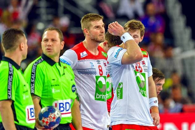 180124 Norway s Goran Johannessen moping around after the handball match between Sweden and Norway during Handball CHAMPIONSHIPS on January 24, 2018 2018 in Zagreb  Copyright: LUDVIGxTHUNMAN BB180124LT112