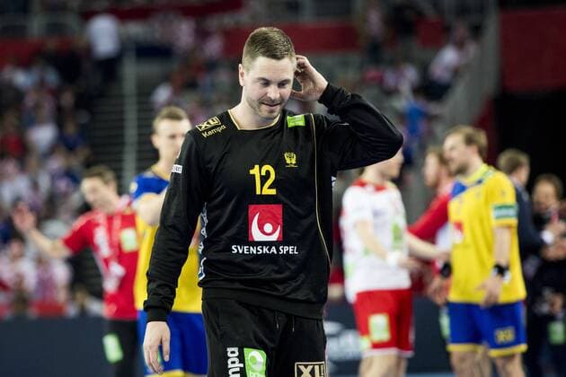 180124 Sveriges malvakt Andreas Palicka moping around after the handball match between Sweden and Norway during Handball CHAMPIONSHIPS on January 24, 2018 2018 in Zagreb  Copyright: LUDVIGxTHUNMAN BB180124LT148