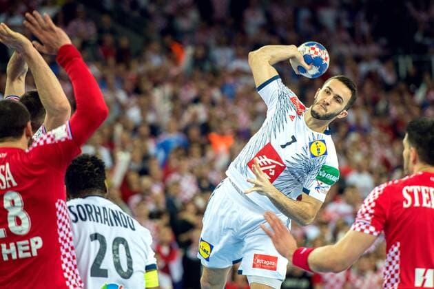 180124 French Nedim Remili during handball match between Croatia and France during Handball CHAMPIONSHIPS on January 24, 2018 2018 in Zagreb  Copyright: LUDVIGxTHUNMAN BB180124LT164