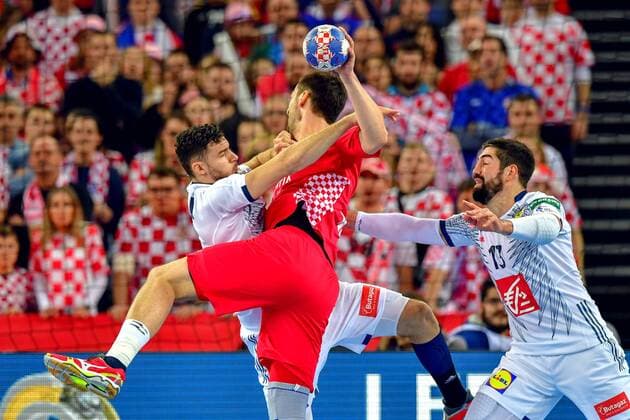 180124 Croatia s Marko Kopljar during handball match between Croatia and France during Handball CHAMPIONSHIPS on January 24, 2018 2018 in Zagreb  Copyright: LUDVIGxTHUNMAN BB180124LT175