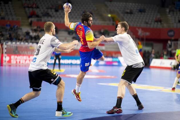 David Balaguer Nr 53 Spain against Finn Lemke No.6 Germany Spain round handball EHF euro 2018 24 01 18 Varazdin-Varazdin Croatia Varazdin arena Copyright: xAgentur54Gradx xFelixxKoenigx