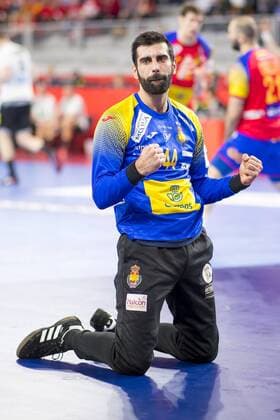 Rodrigo Corrales Nr 44 Spain is pleased Germany Spain round handball EHF euro 2018 24 01 18 Varazdin-Varazdin Croatia Varazdin arena Copyright: xAgentur54Gradx xFelixxKoenigx