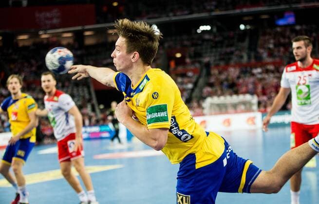 24 01 2018 arena Zargreb Zagreb CRO EHF EM gentlemen Schweden vs Norway main round group 1 in the picture of Jerry Tollbring of Sweden during the main round group 1 match of the EHF men s handball European Championship between Sweden and Norway at the arena Zargreb in Zagreb Croatia on 2018 01 24 za Greb  EP_slo
