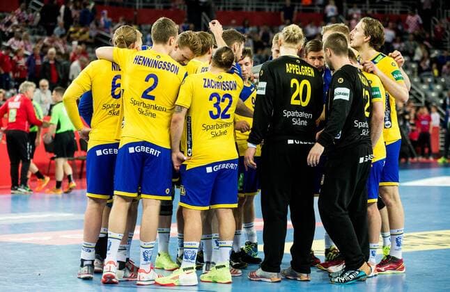 24 01 2018 arena Zargreb Zagreb CRO EHF EM gentlemen Schweden vs Norway main round group 1 in the image of player of Sweden during the main round group 1 match of the EHF men s handball European Championship between Sweden and Norway at the arena Zargreb in Zagreb Croatia on 2018 01 24 Zagreb  EP_slo