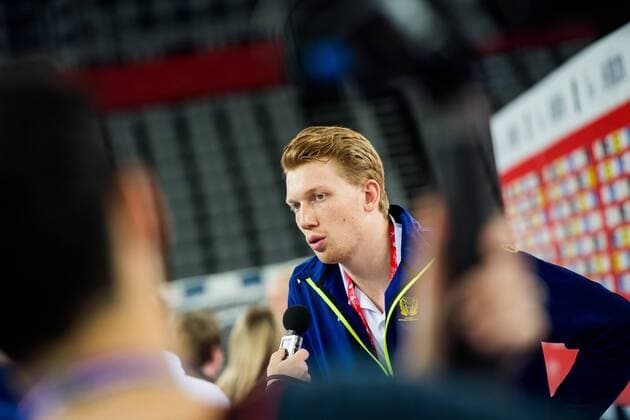 180125 Sweden s Simon J during the press conference with the Swedish national team handball Handball CHAMPIONSHIP 2018 2018 on 25 January in Zagreb  Copyright: FREDRIKxVARFJELL BB180125BB297