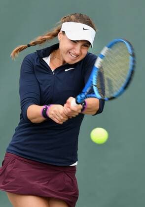 NEWPORT BEACH, CA - JANUARY 25: Rebecca Peterson (SWE) returns a shot during the first set of a match against Sachia Vickery (USA) during the Oracle Challenger Series tournament played on January 25, 2018 at the Newport Beach Tennis Club in Newport Beach, CA. (Photo by John Cordes Icon Sportswire) TENNIS: JAN 25 Oracle Challenger Series Icon506180125001 EDITORIAL USE ONLY