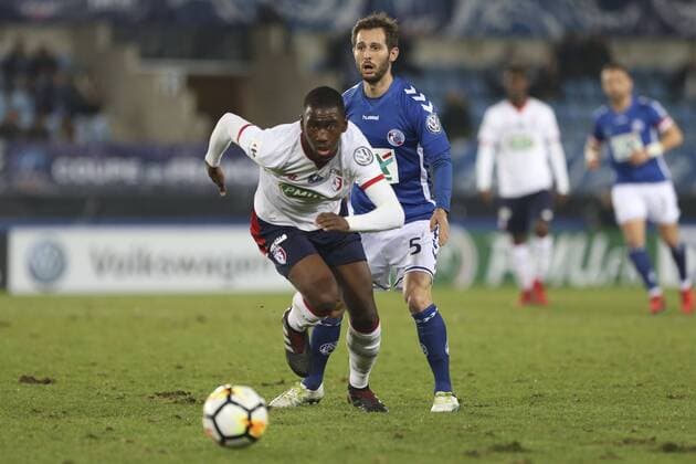 January 25, 2018 - Strasbourg, France - Vincent Nogueira of Racing Strasbourg in action during the French Cup football match between Strasbourg and Lille on January 25, 2018 at the Meinau stadium in Strasbourg, eastern France. Racing Strasbourg v Lille - French National Cup  - ZUMAn230 20180125_zaa_n230_288 Copyright: xElyxandroxCegarrax
