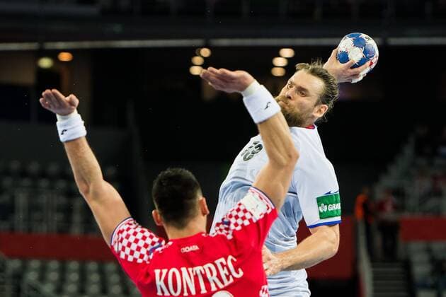 180126 the Czech Republic s Pavel Horak in the handball match between Croatia and the Czech Republic in the European Handball CHAMPIONSHIP January 26, 2018 2018 in Zagreb  Copyright: FREDRIKxVARFJELL BB180126FV005