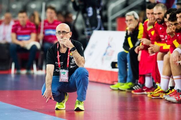 180126 Spain s coach Jordi Ribera in the semi-final between France and Spain in the European Handball CHAMPIONSHIP January 26, 2018 2018 in Zagreb  Copyright: FREDRIKxVARFJELL BB180126FV034