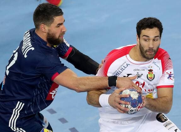 European Handball Championship, semifinal, France - Spain 26.01.2018., Arena Zagreb, Zagreb, Croatia - 2018 European Men s Handball Championship, semifinal, France - Spain. Luka Karabatic, Iosu Goni Leoz  IgorxKralj PIXSELL