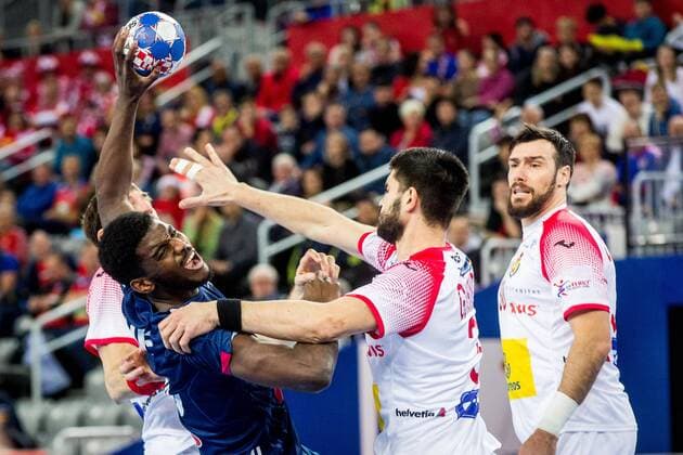 26 01 2018 arena Zargreb Zagreb CRO EHF EM men France vs. Spain semifinals pictured Dika mem of France during the semi final match of the EHF men s handball European Championship between France and Spain at the arena Zargreb in Zagreb Croatia on 2018 01 26 Zagreb  EX_SPIDA